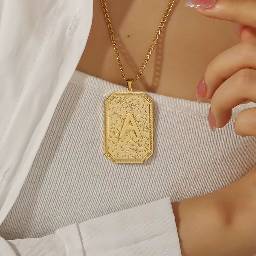 Vintage Fashion Brand Names - Gepersonaliseerde gebarsten textuur retro ketting aangepaste