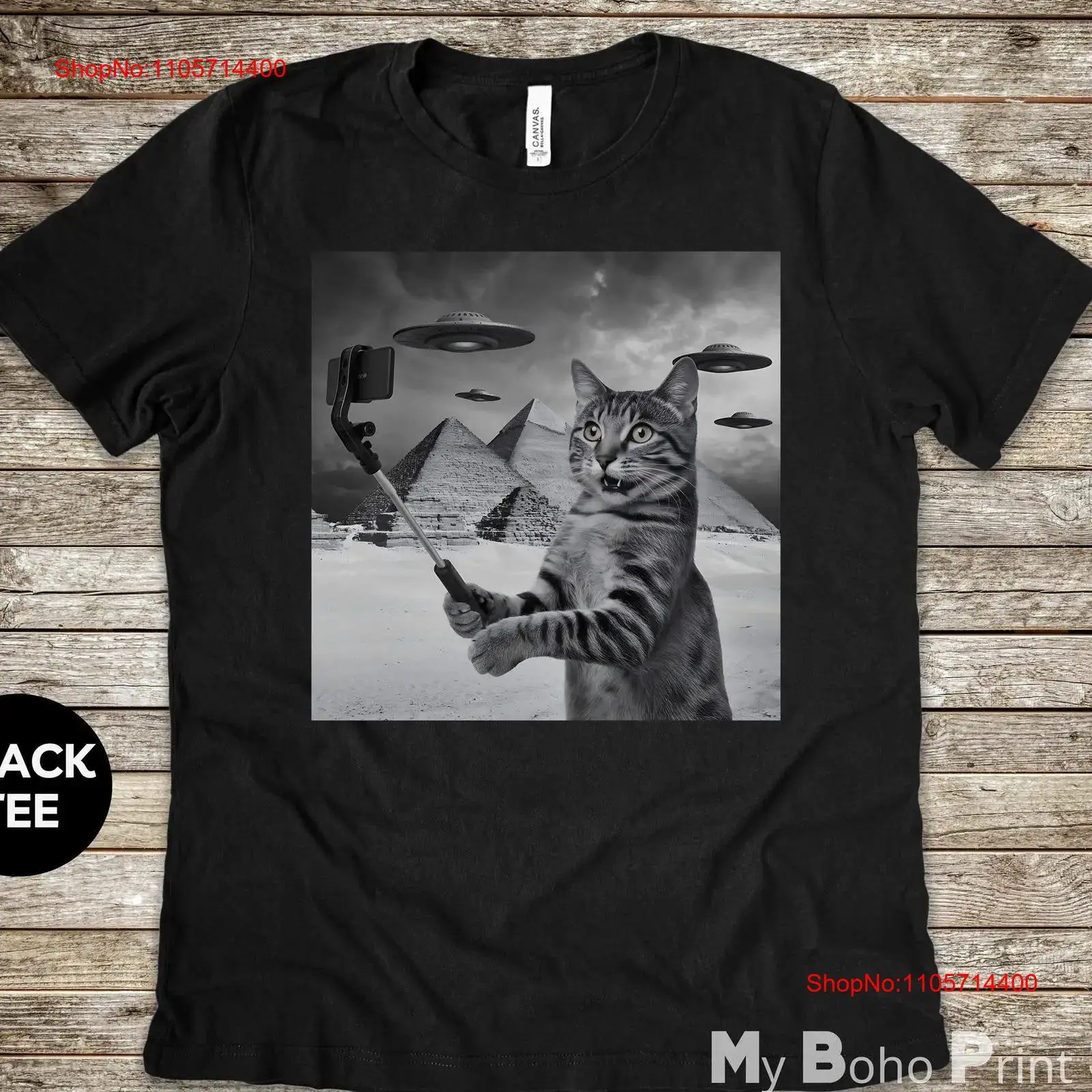 Vintage Fashion Photographers - Cat Selfie T-shirt Alien UFO foto