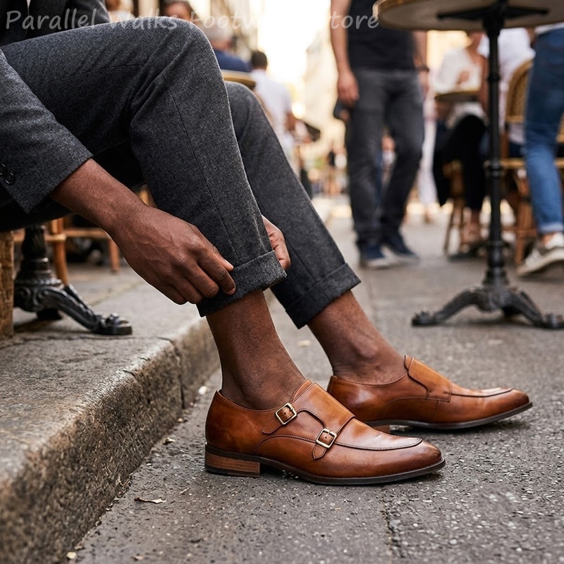 Vintage Slip Dress - Heren loafers met dubbele gesp Vintage
