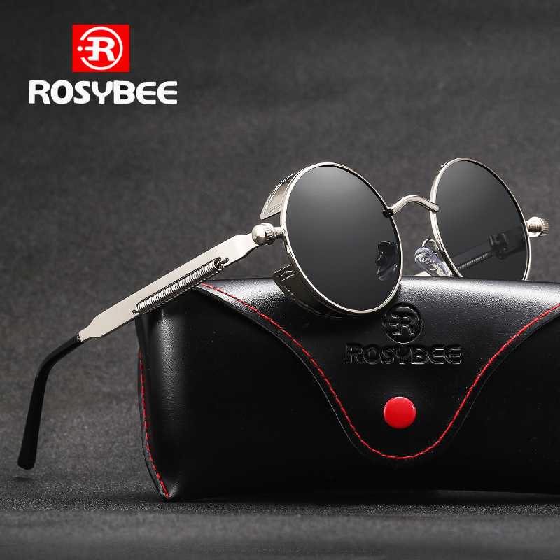 Vintage Fashion Brand Names - Rosybee Merknaam Ronde Gepolariseerde Metalen Zonnebril