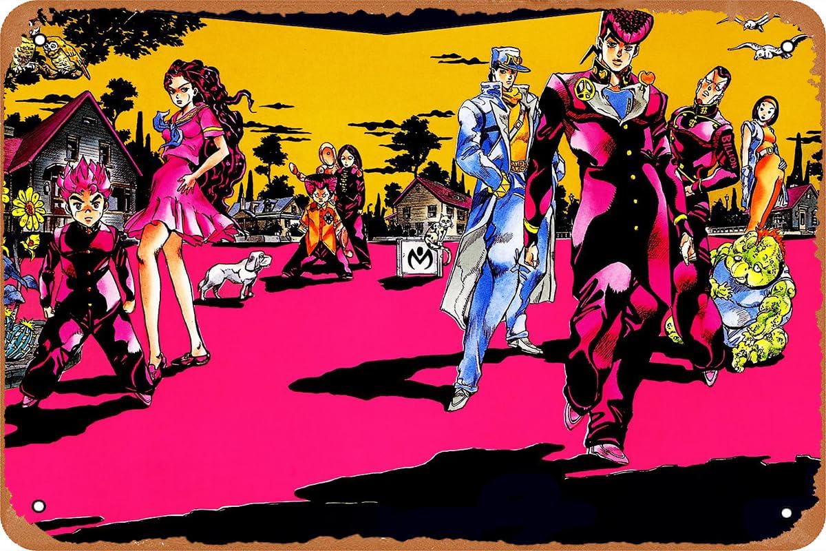 Vintage Fashion Posters - JoJos Bizarre Anime Poster, Vintage Tin