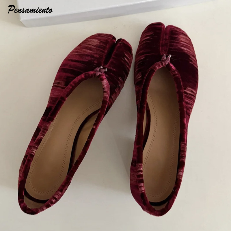 Vintage Fashion Style - Mode geplooide designer flanel split-toe dames