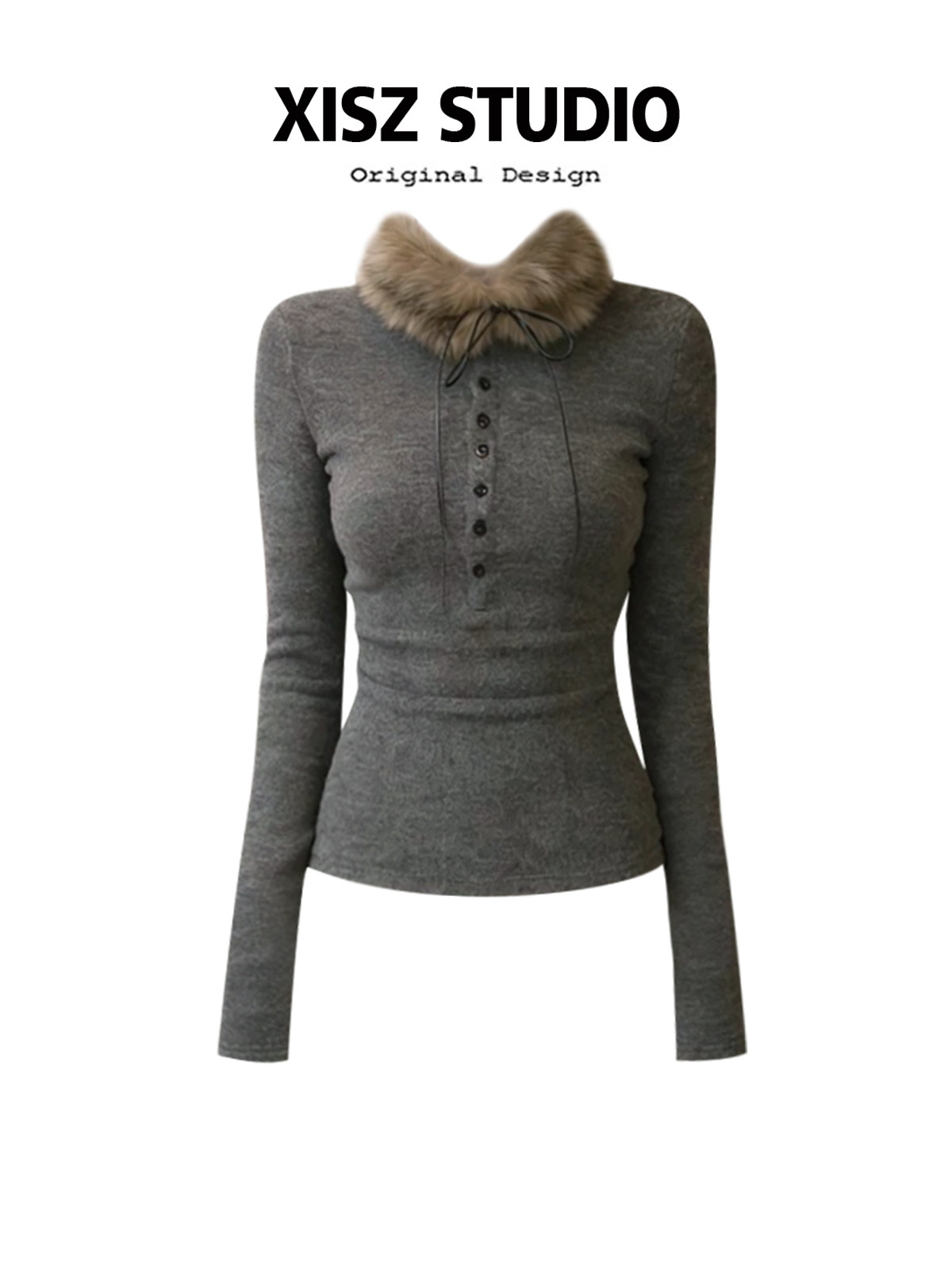 Turtleneck Knit 90S - Vrouwen Grijs GothicT-shirt Harajuku Y2k Tee