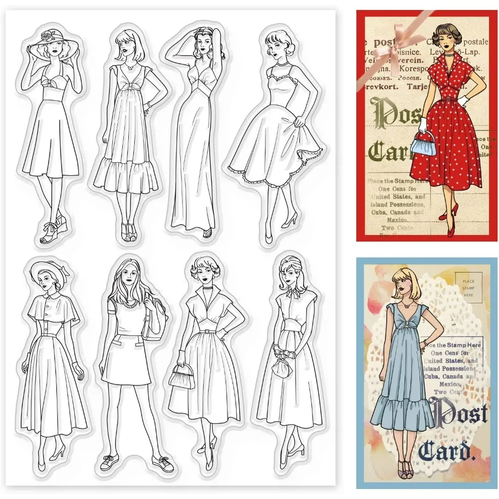 Vintage Fashion Journal - Mode vrouw siliconen duidelijke stempel dame