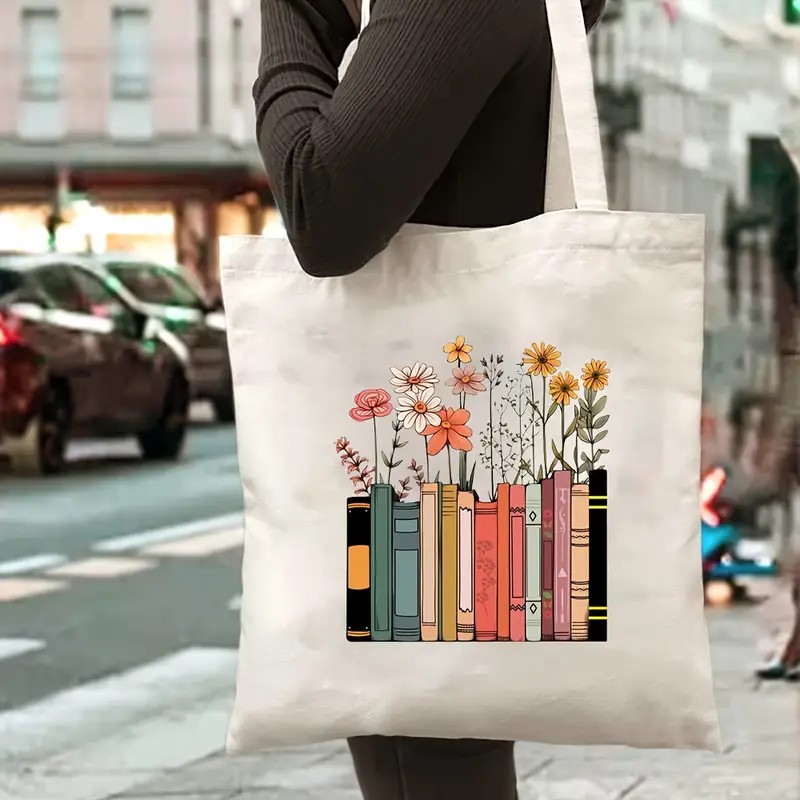 Vintage Fashion Shop - Boek bloemmotief canvas draagtas dames wilde