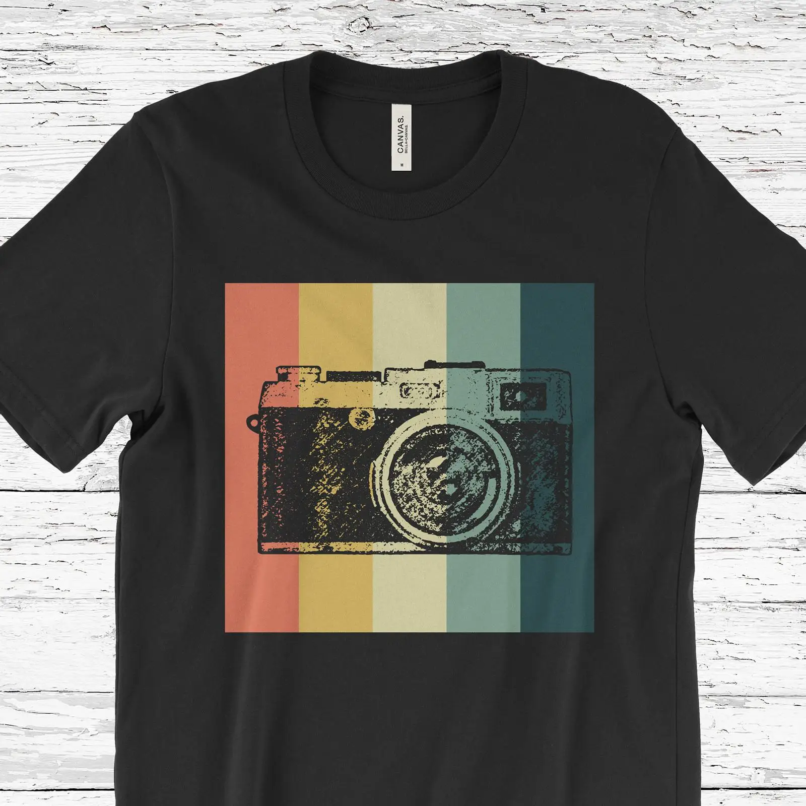 Vintage Fashion Photographers - Vintage gestreept camera-T-shirt fotograaf fotografie casual