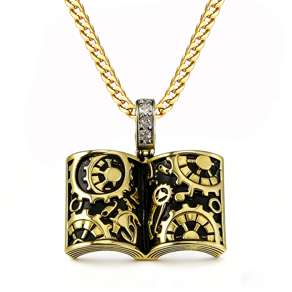 Vintage Fashion Library - VANAXIN Punk Retro Boek Hanger Ketting