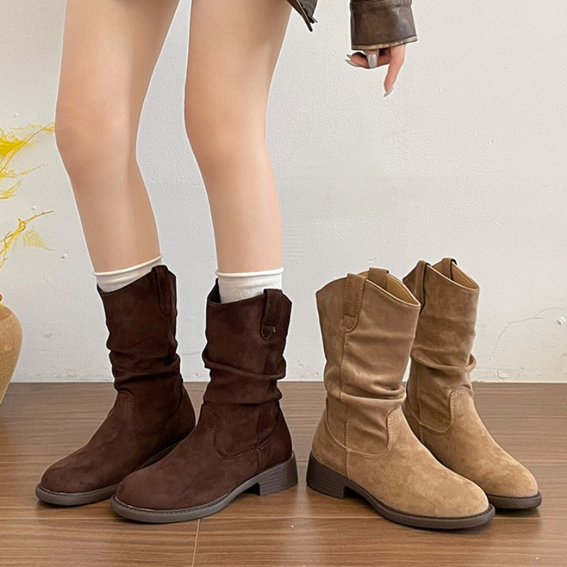 Vintage Fashion Style - Vintage Dikke Hak Geplooide Dames Western