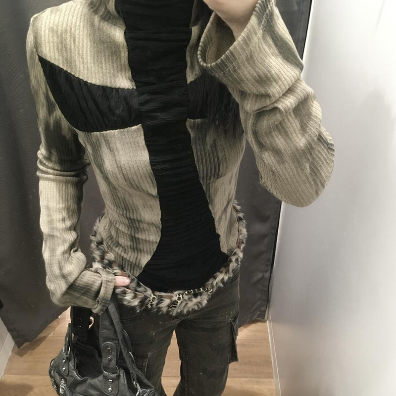 Goth Cross Subcultuur slanke t - Turtleneck Knit 90S recensie en prijs