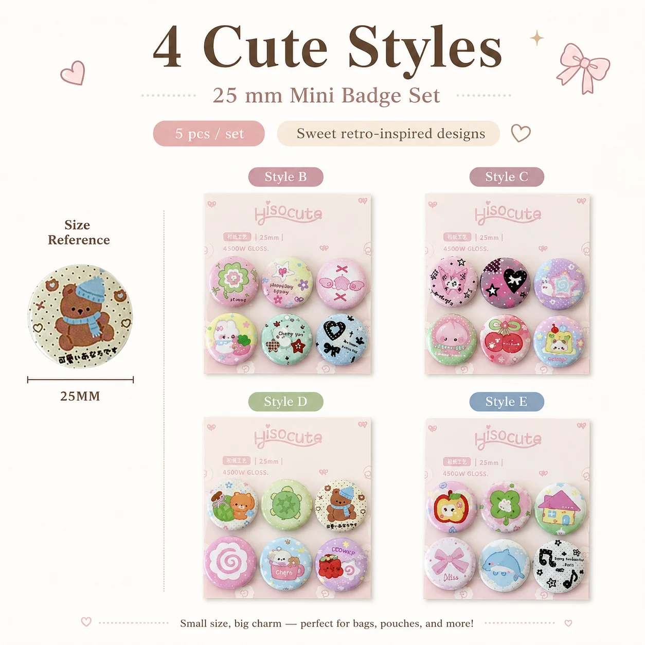 Student Clover 25mm Mini Pin B - Vintage Fashion Journal recensie en prijs