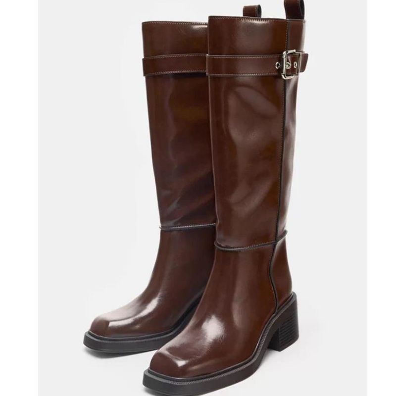 Bruine knielaarzen in Britse s - Vintage Fashion Style recensie en prijs